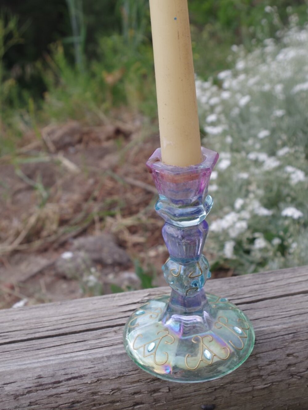 Whismsical PartLite Mardi Grad Taper Candle Holder